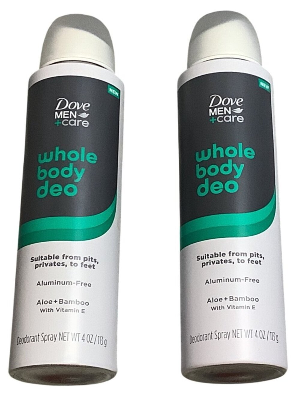 2 Dove Men+Care Whole Body Deodorant Spray Aloe & Bamboo 4 Oz Aluminum